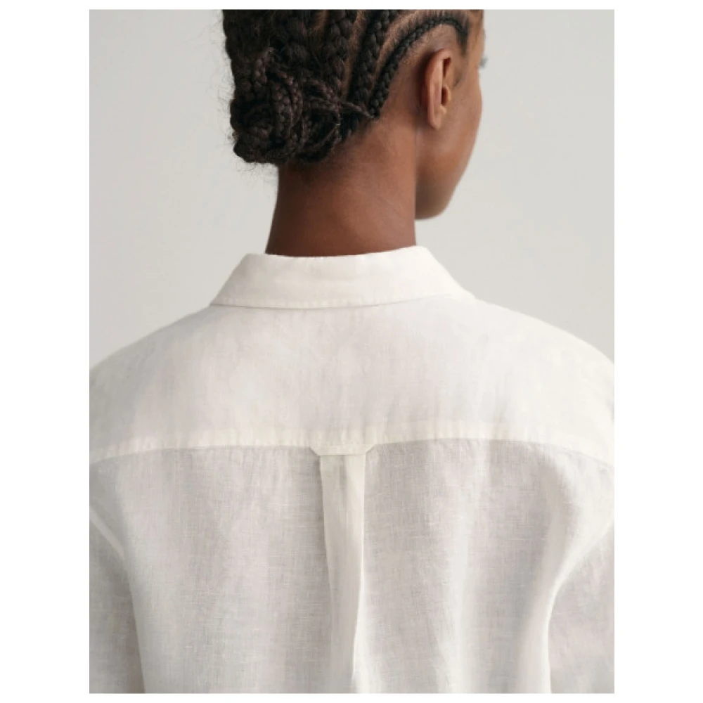 Gant Reguliere Linnen Chambray Overhemd White Dames