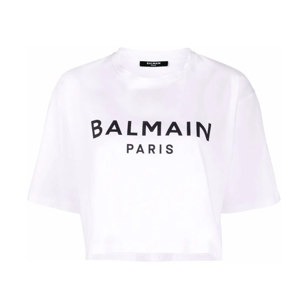 Balmain Witte Crop T-shirt White Dames