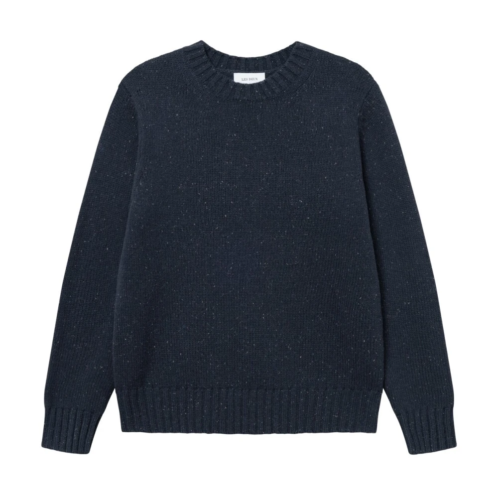 Les Deux Fleck Wool Round Neck Sweater Blue Heren