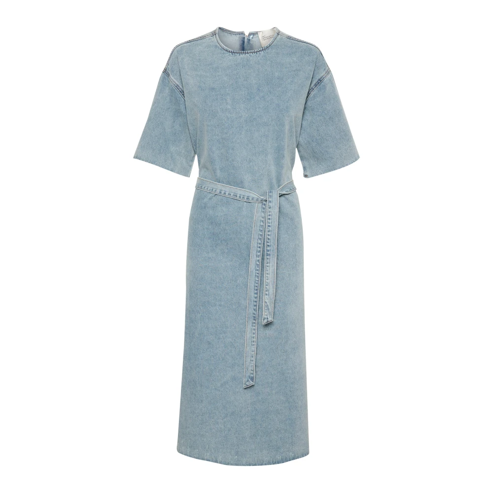 My Essential Wardrobe Lichtblauwe Vintage Wassing Denim Jurk Blue Dames