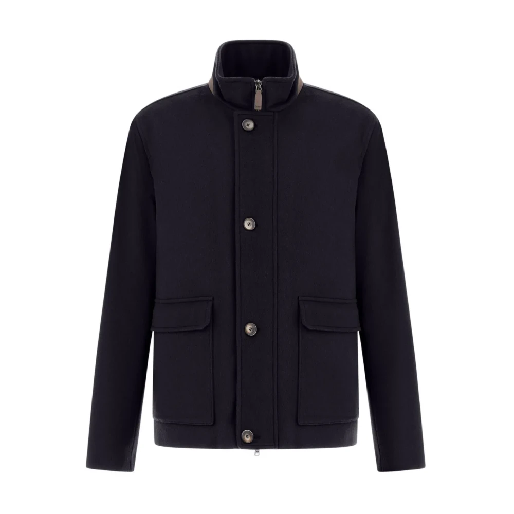 Herno Men's Blue High-Collar Jacket
