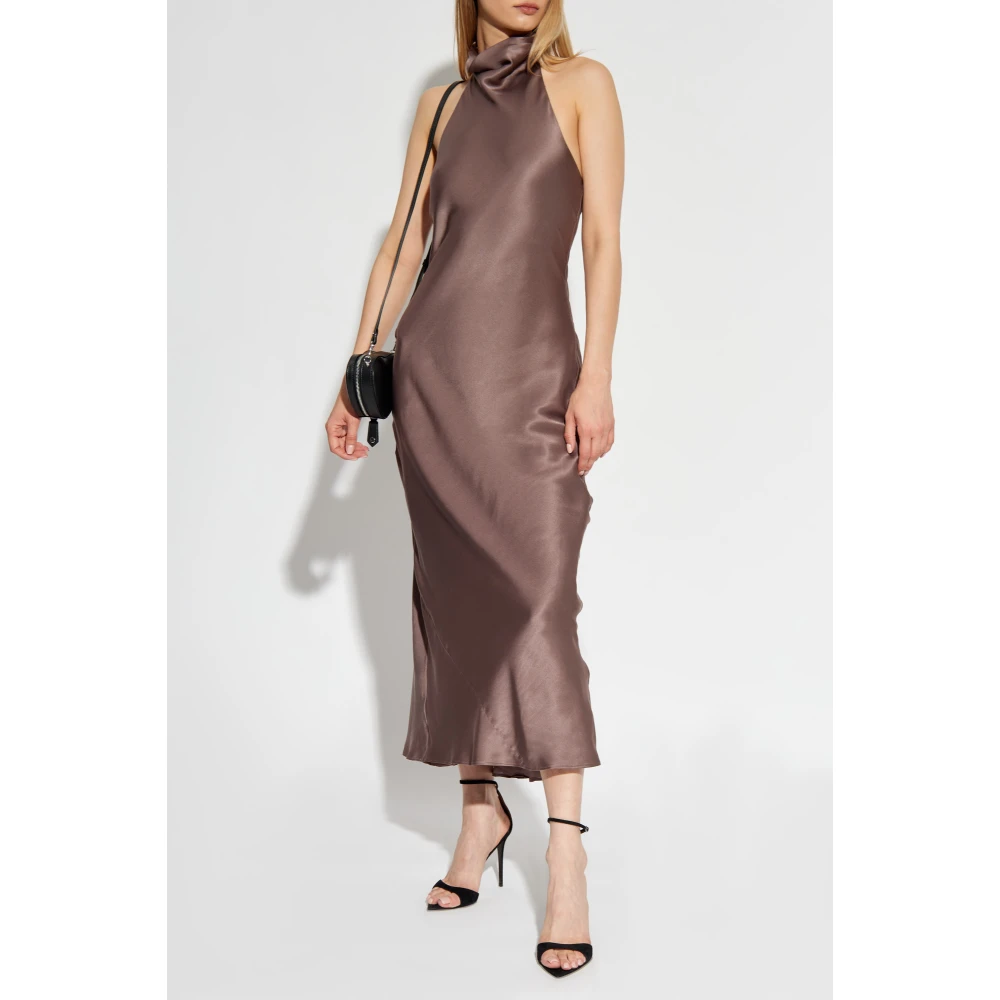 Anine Bing Zijden jurk Brown Dames