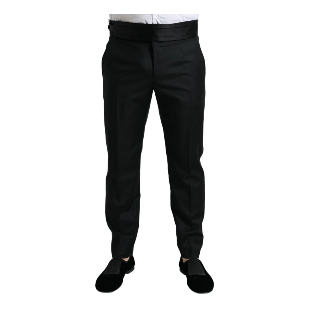Dolce & Gabbana Men's Black Suit Trousers, Xl, Wool Slim Fit Formal Dress Trousers