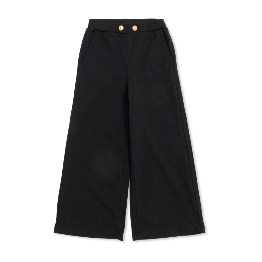 Balmain Unisex Kids Black Wide-Leg Trousers - Trousers - 13 Y - Kids