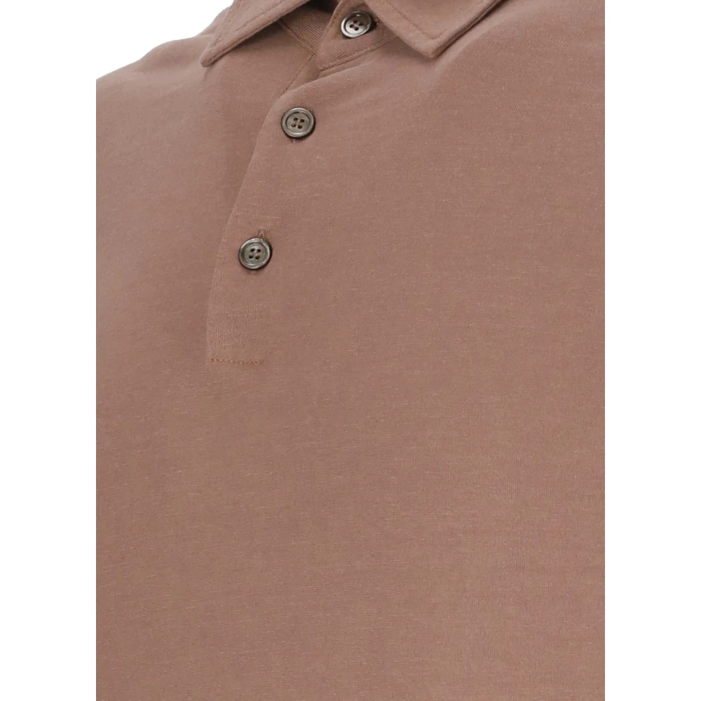 Zanone Bruine Katoenen Poloshirt met Kraag Brown Heren