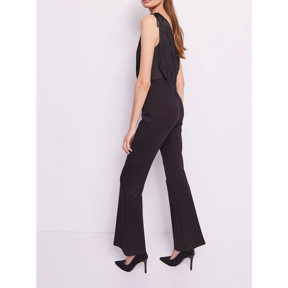 Gaudi Zwarte Franje Jumpsuit Trendy Elegant Stijl Black Dames
