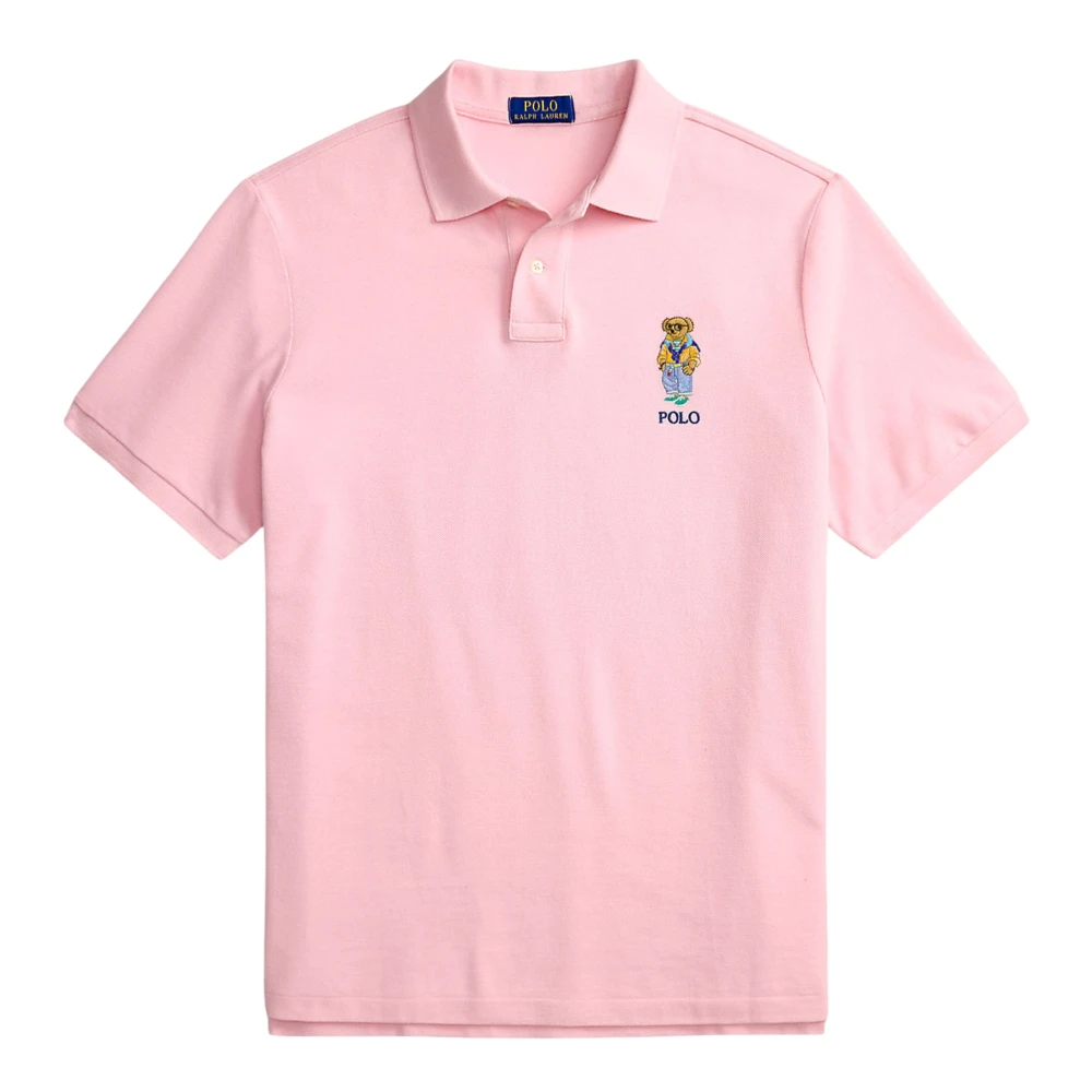 Ralph Lauren , Polo Shirts, Male, Pink, Xl, Polo Bear Custom Slim-Fit Piqué Polo Shirt