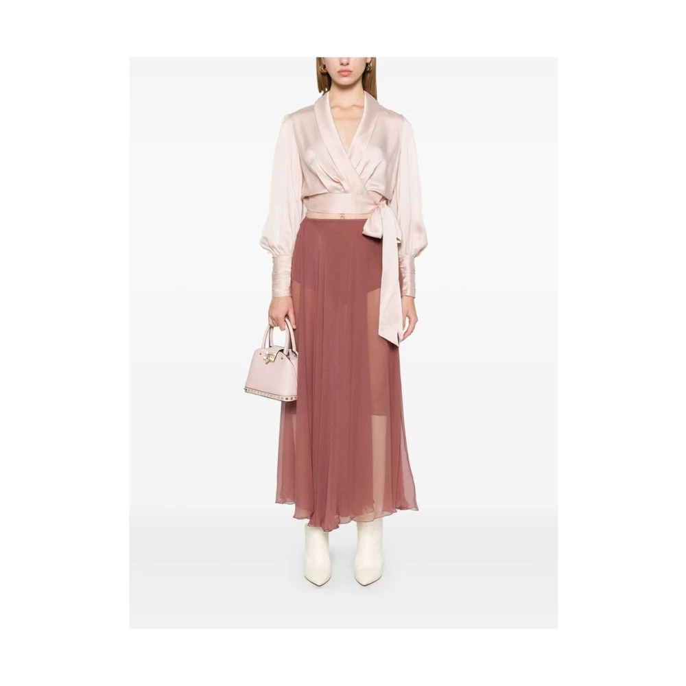 Zimmermann Zijden Satijnen Wrap Blouse Pink Dames