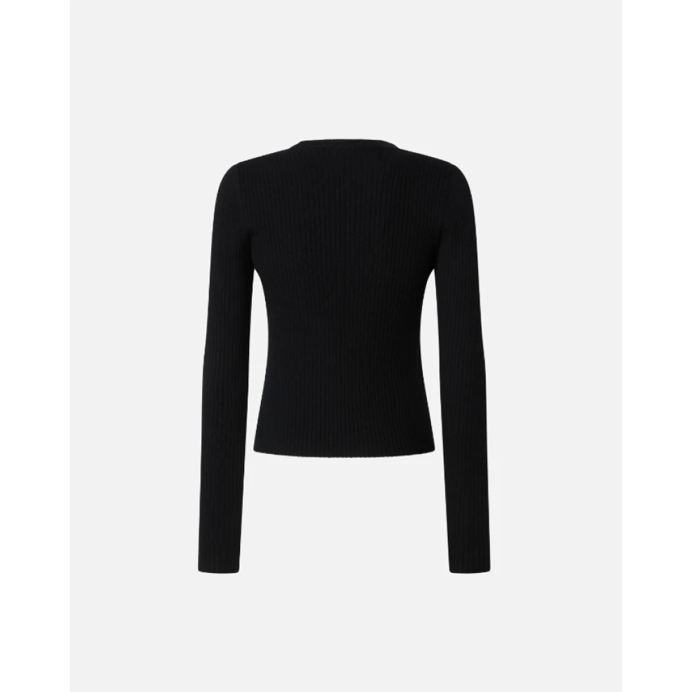 pinko Zwarte wollen trui met ronde hals Black Dames