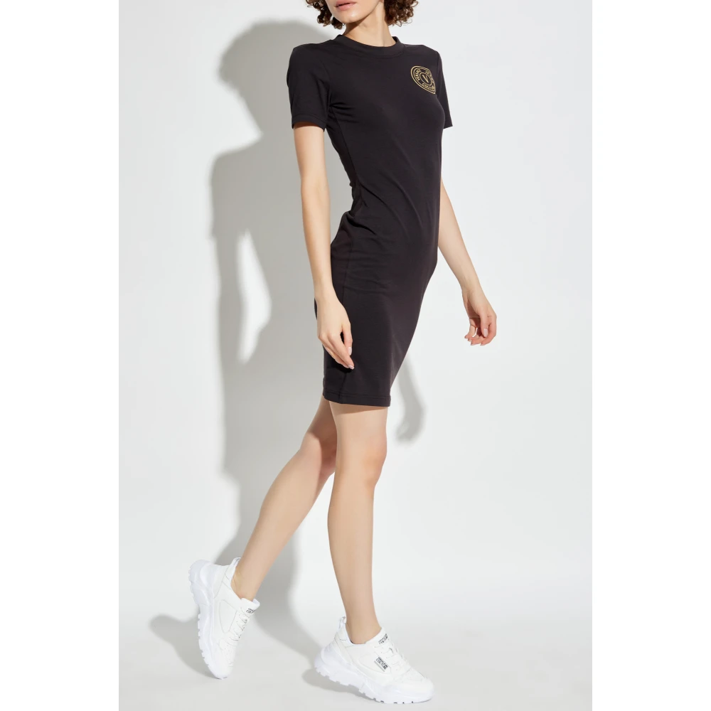 Versace Jeans Couture Jurk met logo Black Dames