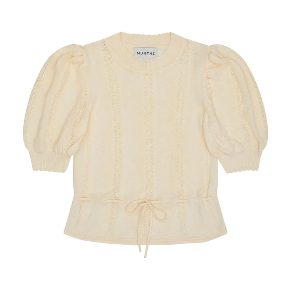 Munthe Zachte Gebreide Trui met Kabelpatroon Beige Dames