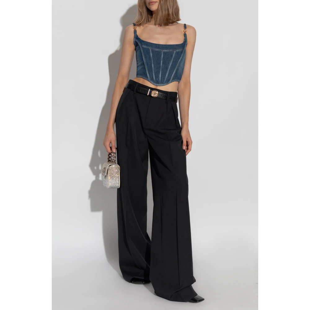 Versace Denim top met bandjes Blue Dames