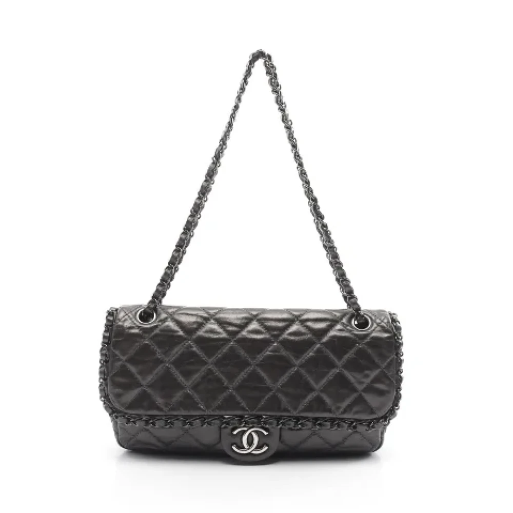 Chanel Vintage Pre-owned Leather chanel-bags Gray Dames