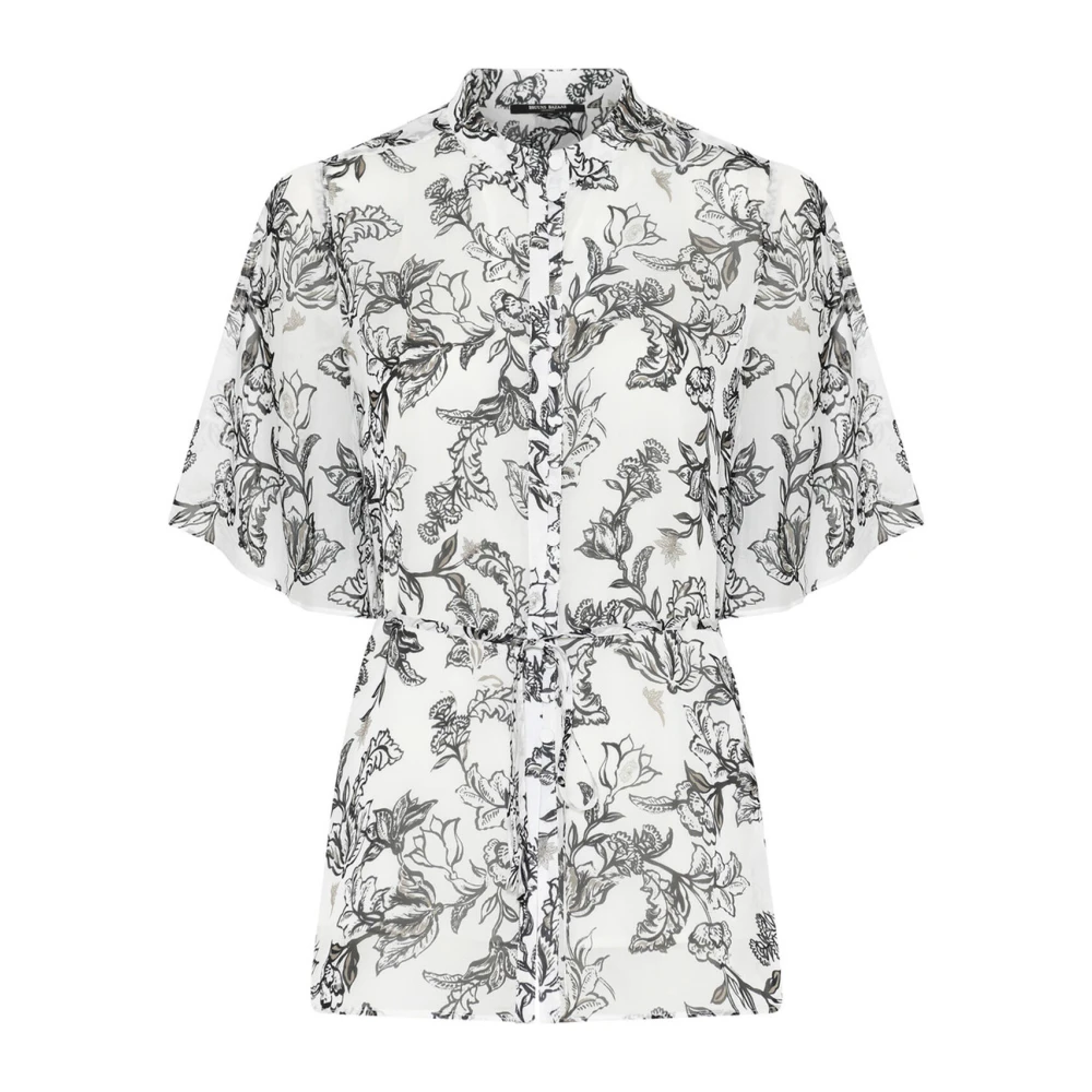 Bruuns Bazaar Elegante Chiffon Shirt met Zwarte Bloem White Dames