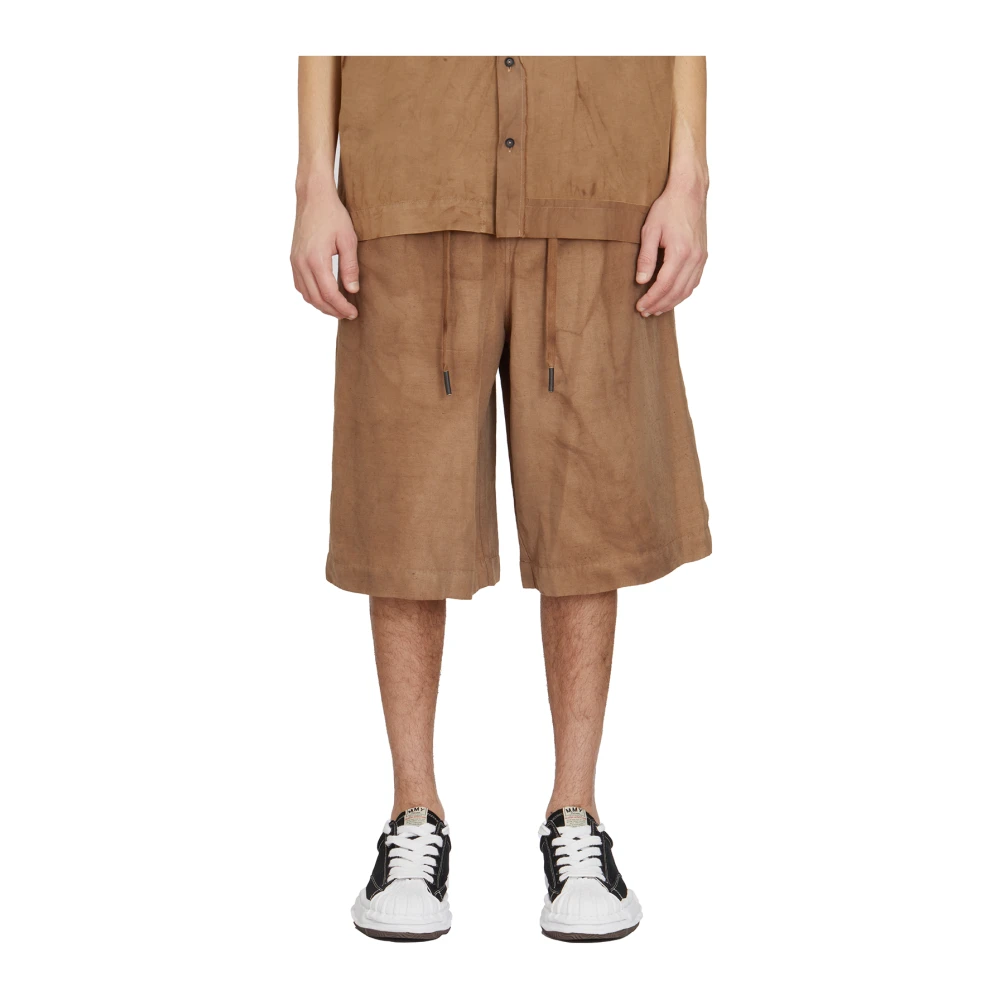 Andrea Ya aqov Viscose Linnen Bermuda Shorts Beige Heren