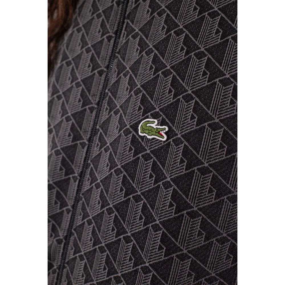 Lacoste Monogram Trainingsjack in Jacquard-stijl Black Heren