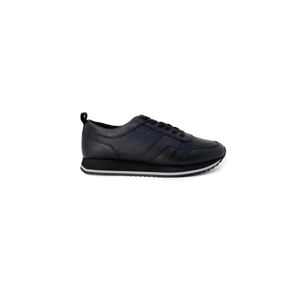 Calvin Klein Zwarte Leren Print LowTop Sneaker Heren Schoenen