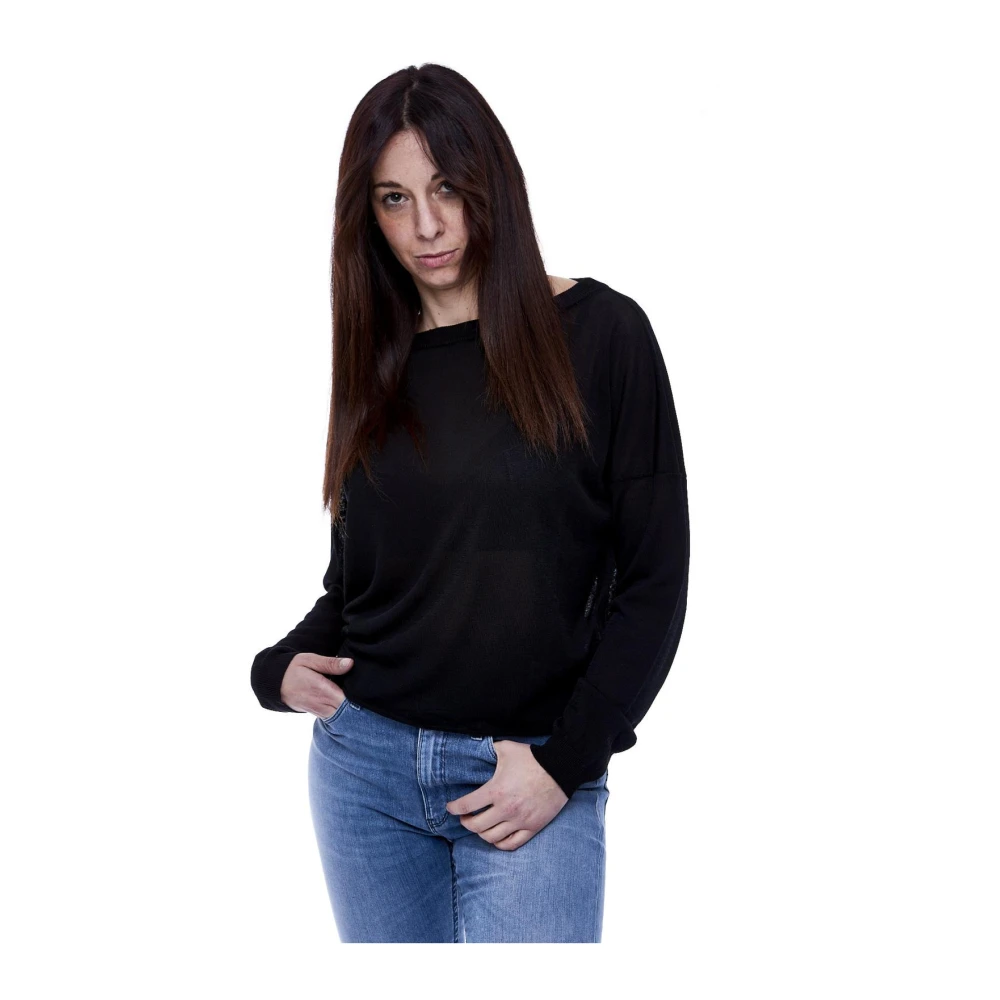 Manila Grace Gekruiste DT Shirt Black Dames