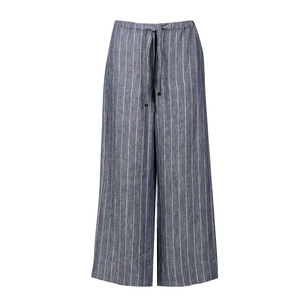 Max Mara Vrouw Blauw Broeken Dames, S, Linnen, Wijde Broek