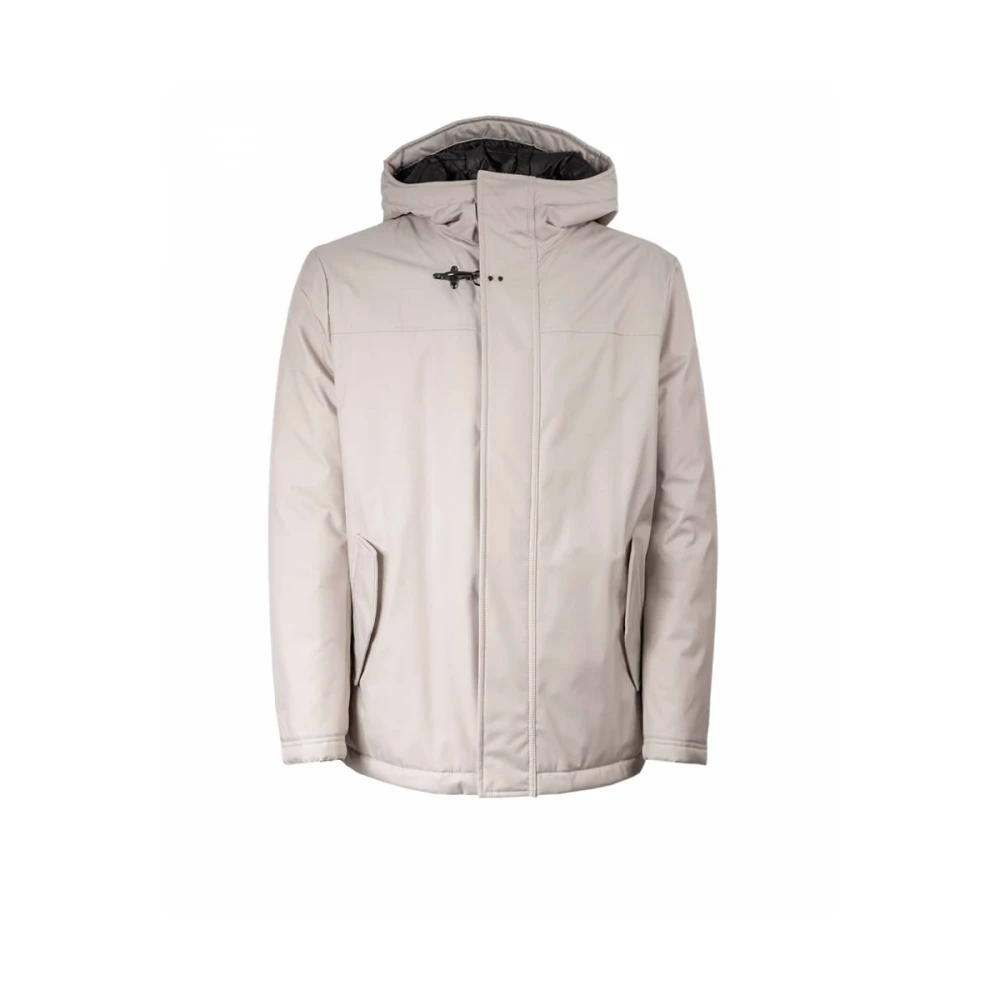 Fay Gevilt Hooded Caban Jas Beige Heren