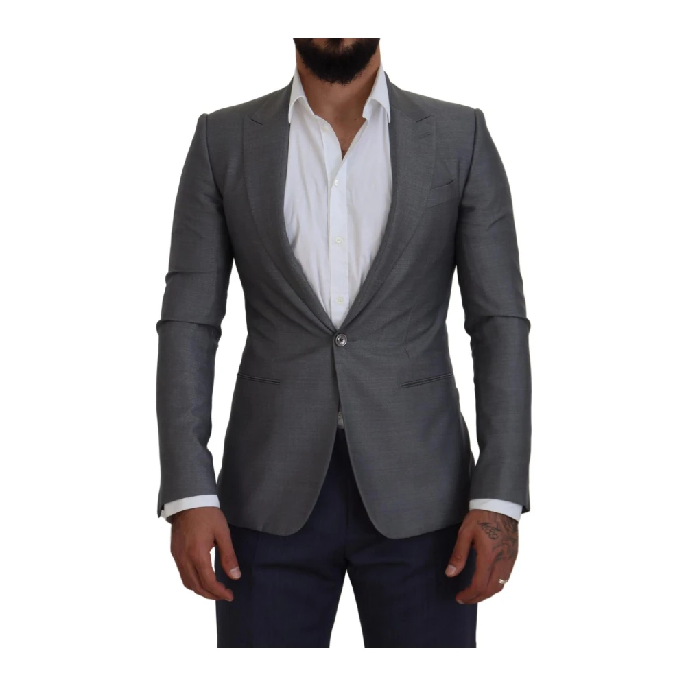 Dolce & Gabbana Men's Gray Single-Button Blazer Jacket - Blazers - S- Jackets