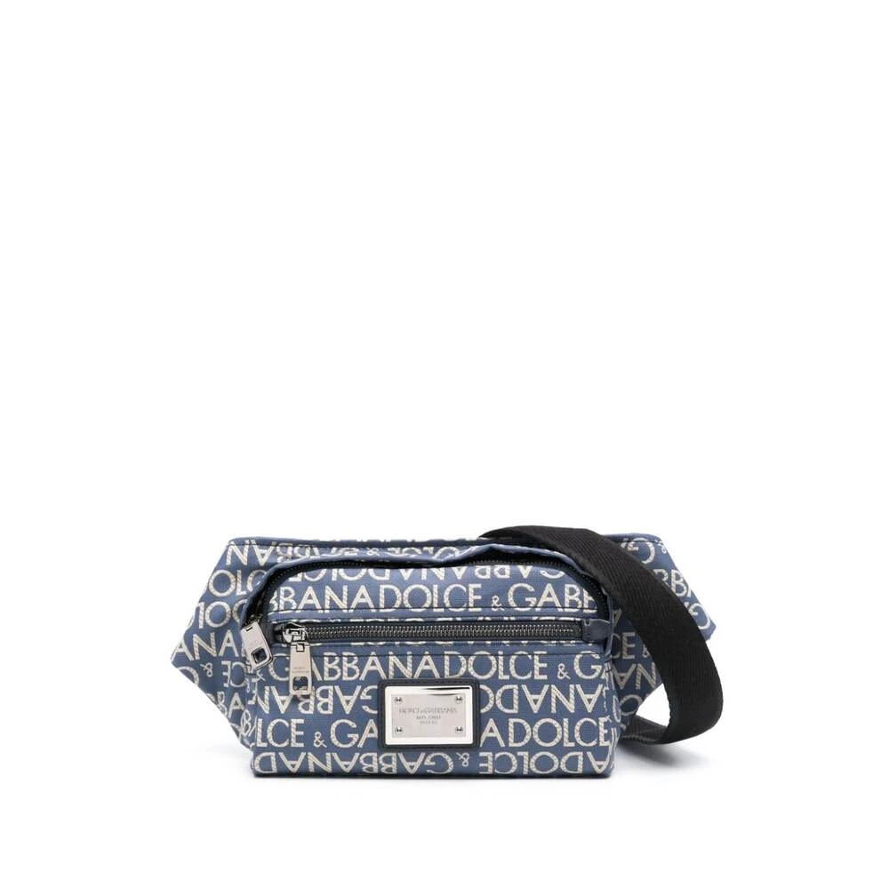 Dolce & Gabbana Lichtblauwe Bum Bag met Logo Motief Blue Heren