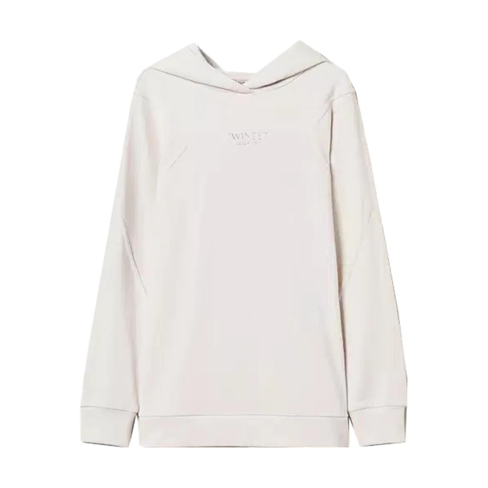Twinset Katoenen Hoodie met Zilveren Logoprint White Dames