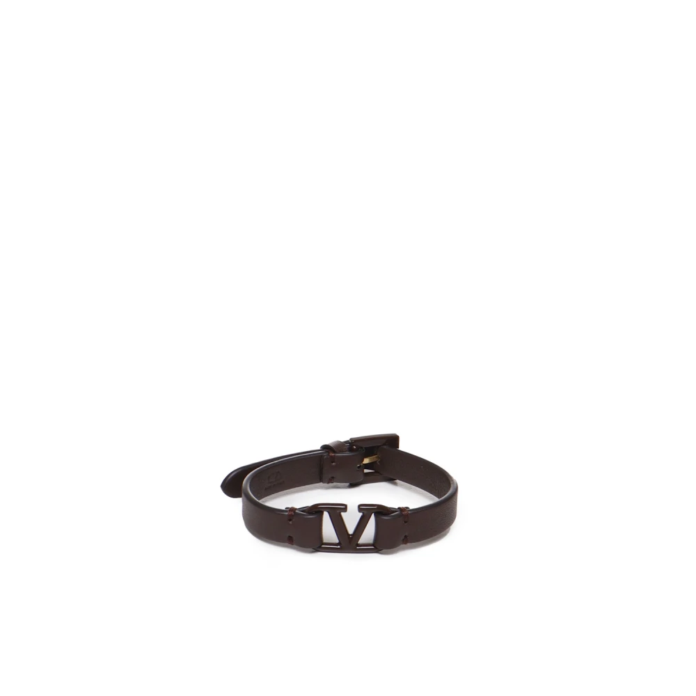 Valentino Garavani Vlogo Armband - Justerbar Stängning - Metall Logo Brown, Dam