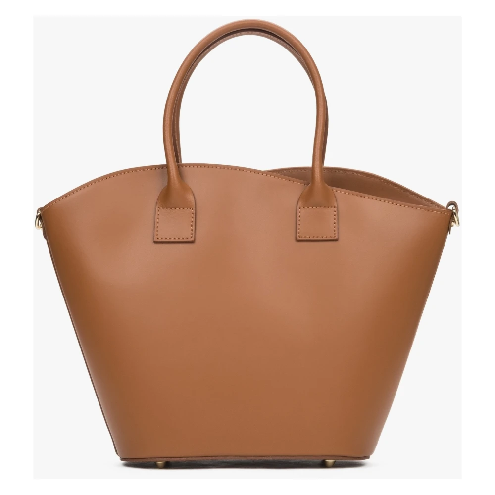 Estro Dames Bruine Premium Italiaans Leren Shopper Tas Brown Dames