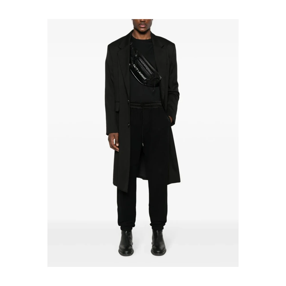 Saint Laurent Zwarte Katoenen Tracksuit-Style Broek Black Heren