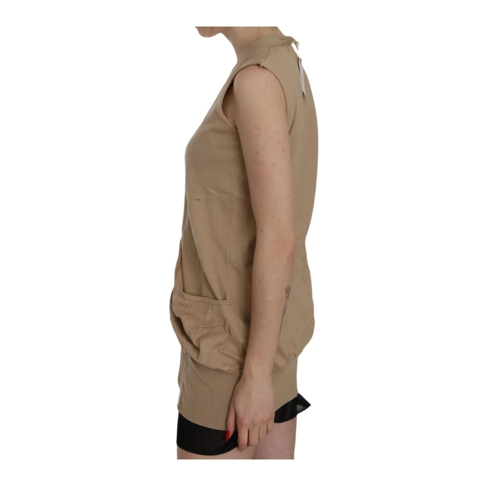 Pink Memories Bruine Gedrapeerde Gebreide Vest Brown Dames