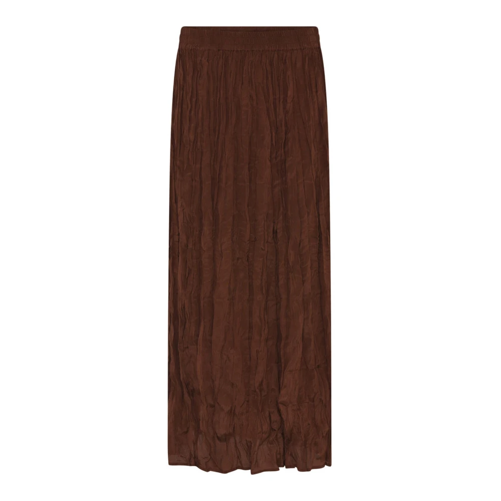 Heartmade Brown Midi Skirt With Elastic Waistband And Crinkled Effect - Female - Midi Skirts - Xs - Skirts