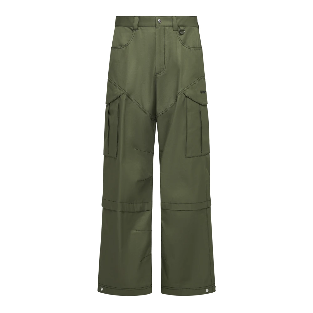 Off White Groene Geborduurde Logo Cargo Broek Green Heren