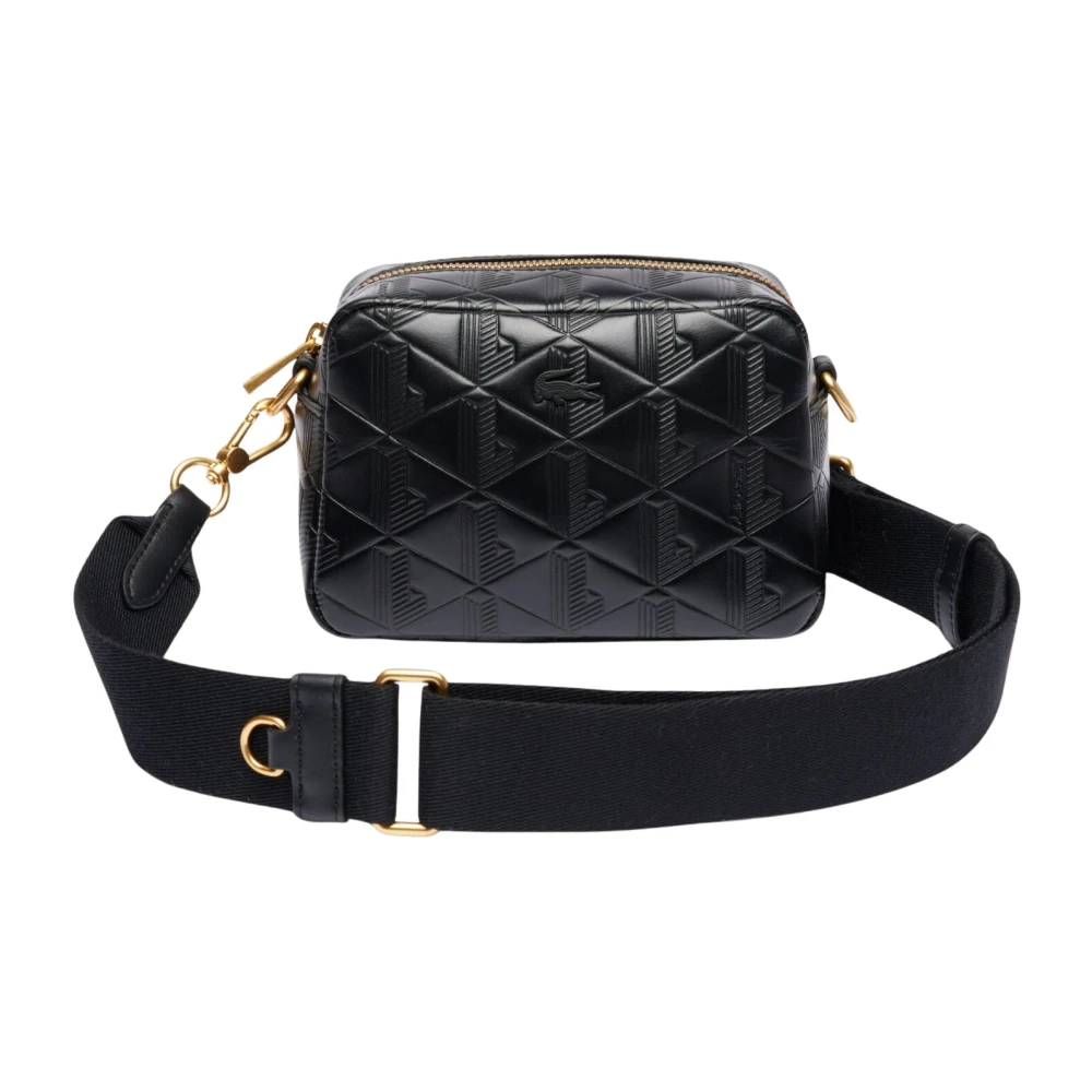 Lacoste Women's Black Cross Body Bags, One Size, Compact Feminine Crossover Bag Maheki Embossed