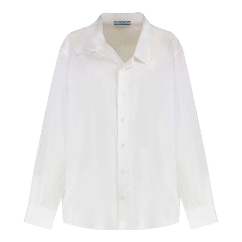 Prada Women's White Classic Long-Sleeve Cotton Shirt - Shirts - Xs - Blouses & Shirts