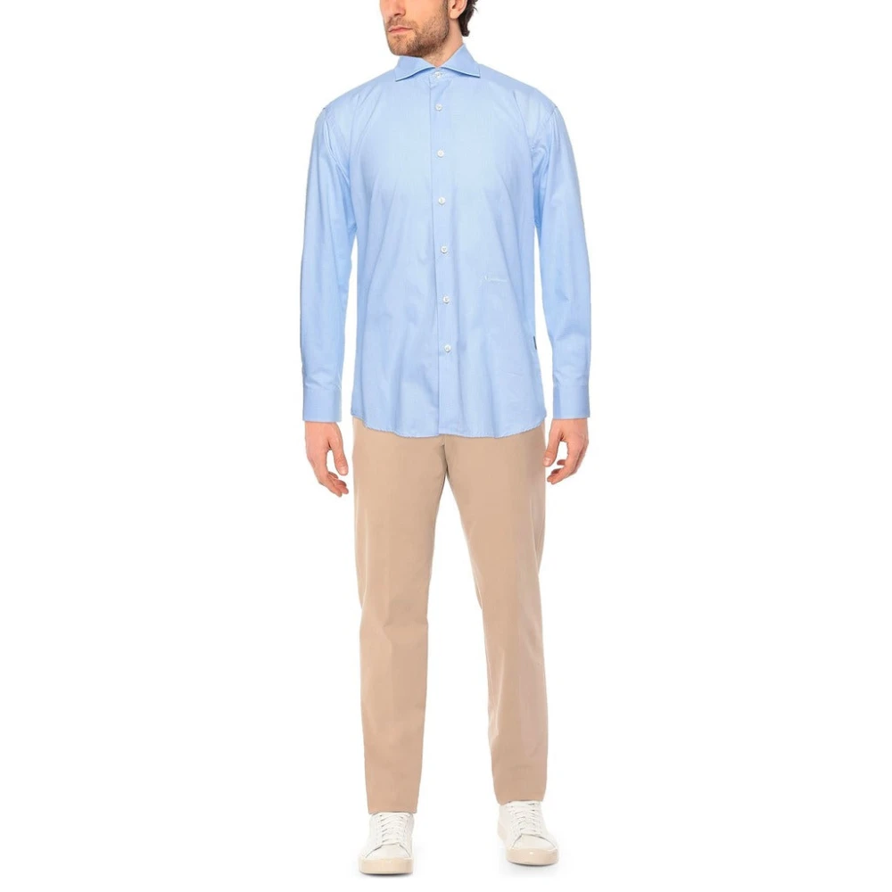 Aquascutum Oxford Katoenen Overhemd met Geborduurd Logo Blue Heren