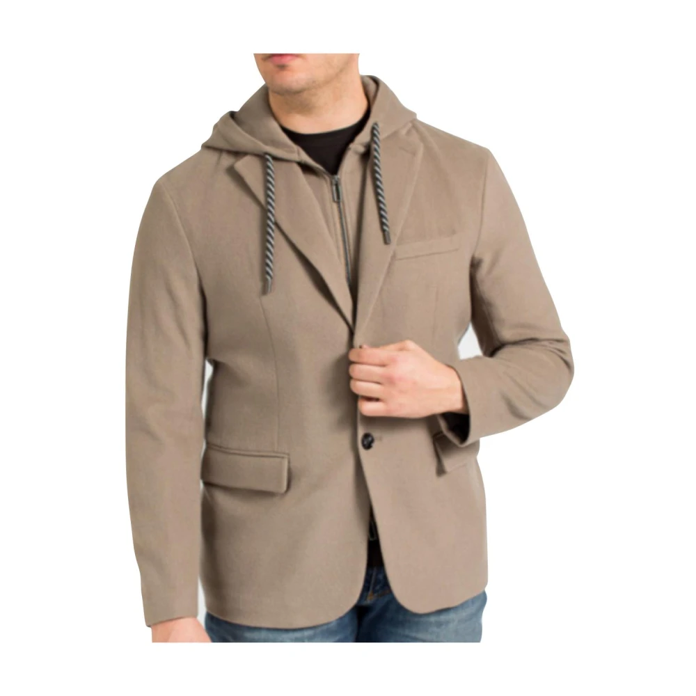 Armani Kasjmierwol Hooded City Jacket Beige Heren