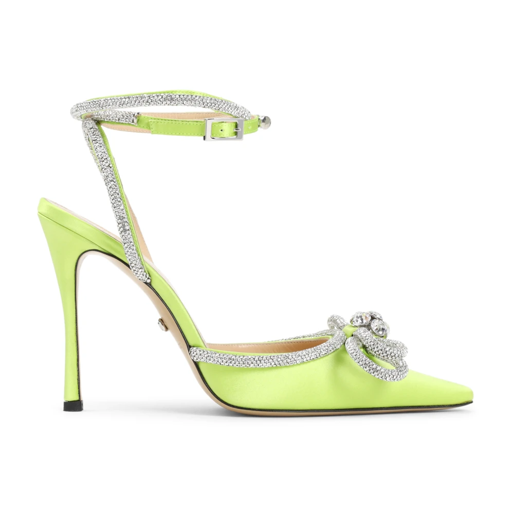 Mach & Mach Gul Orange Silke Pumps Elegant Green, Dam