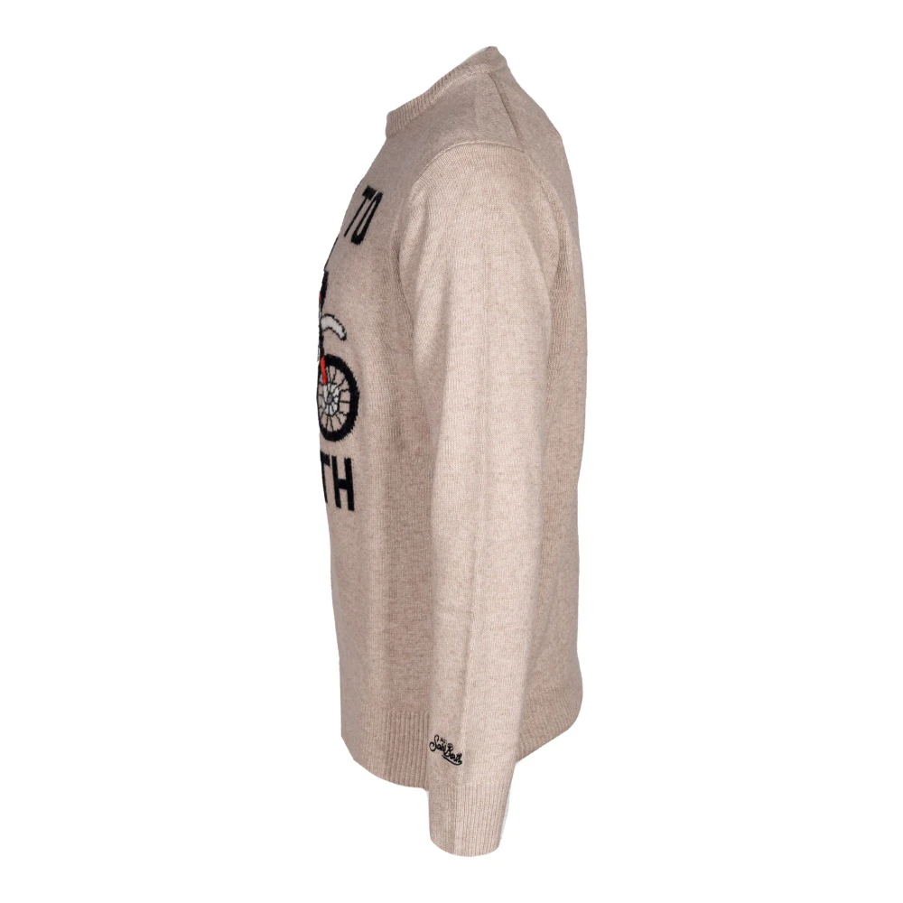 MC2 Saint Barth Heren trui. Ronde hals Regular Fit. Wol. Italiaans gemaakt Beige Heren
