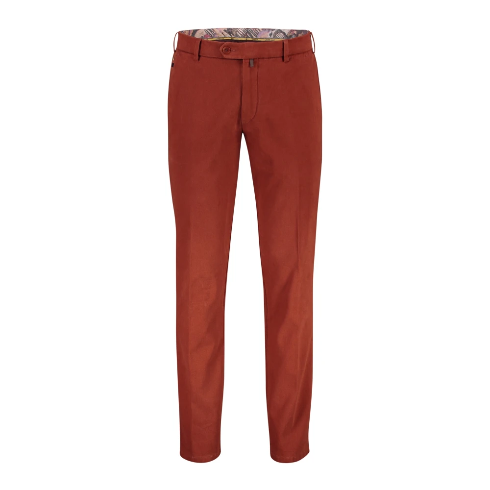 Meyer Bruine Katoenen Chino Broek Brown Heren