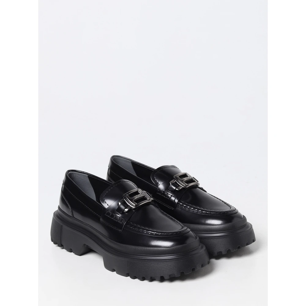 Hogan Stijlvolle Mocassins met Kleine Kettingdetail Black Dames