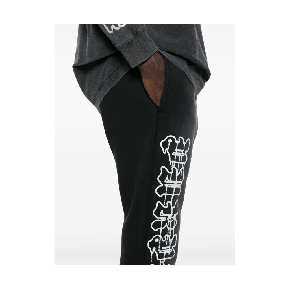 Purple Brand Flared Hem Trekkoordbroek Black Heren