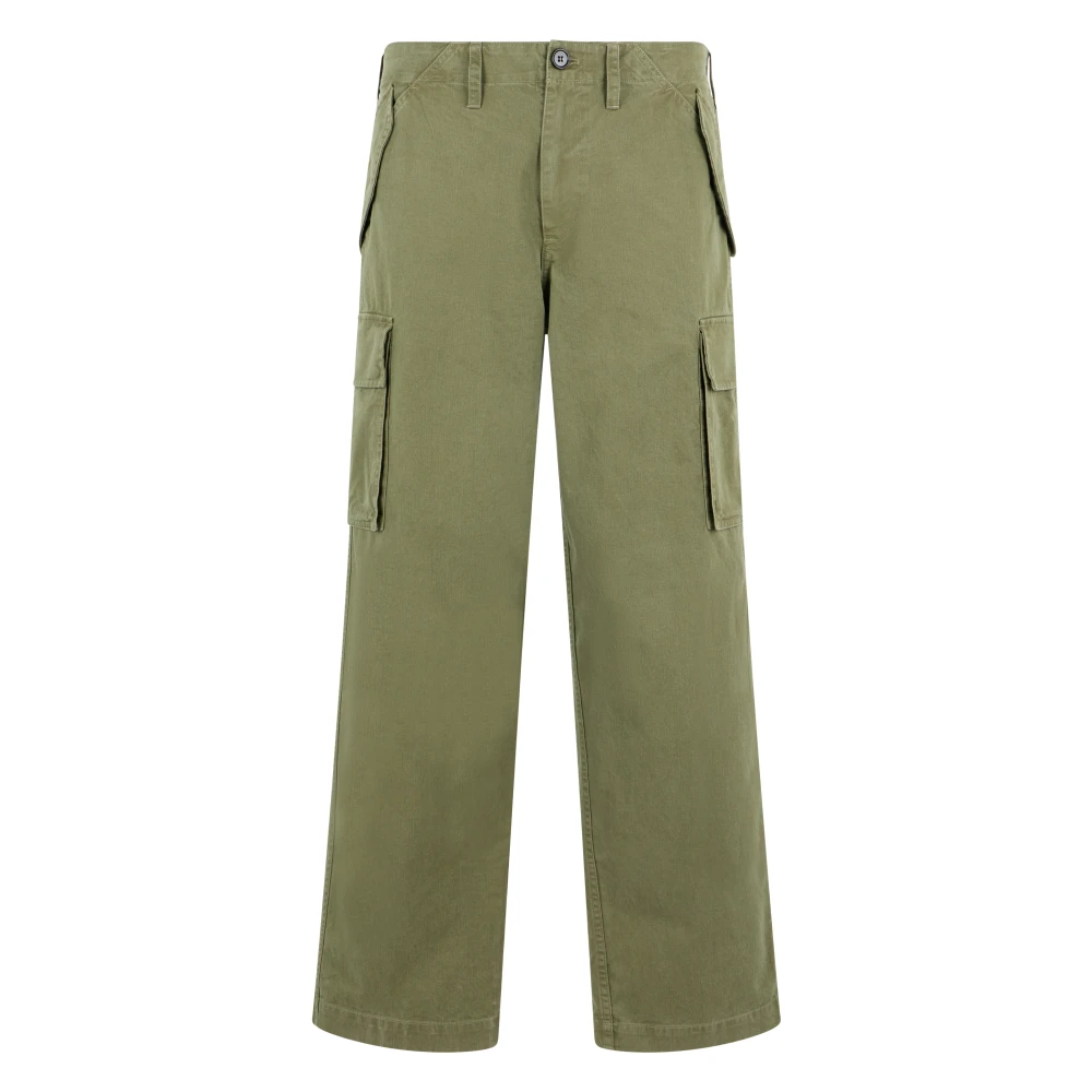 Burberry Men's Green Cotton Cargo Trousers - Straight Trousers - M - Trousers