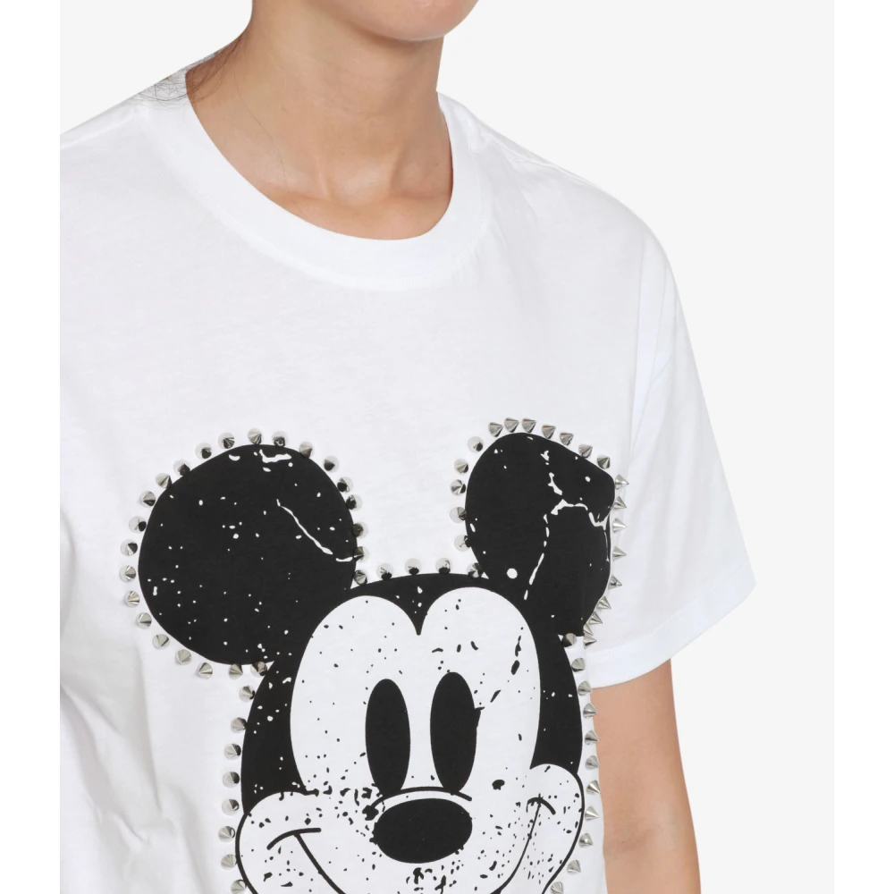 Aniye By Mickey Crew-Neck T-shirt met studs White Dames