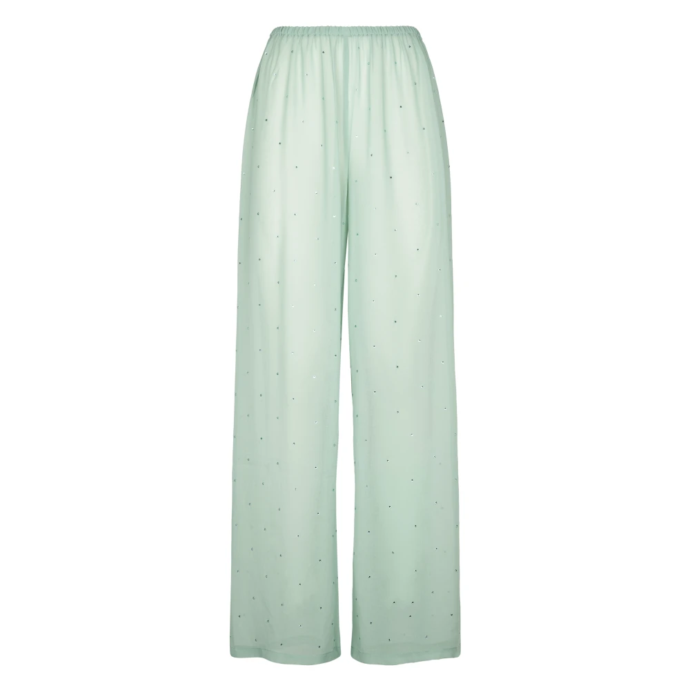 Mc2 Saint Barth Women's Green Amalia Wide Trousers - Wide Trousers - L - Trousers