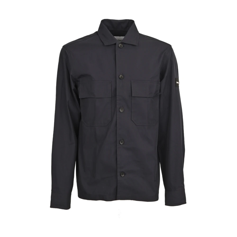 Calvin Klein Katoenen Twill Overhemd met Borstzakken Black Heren