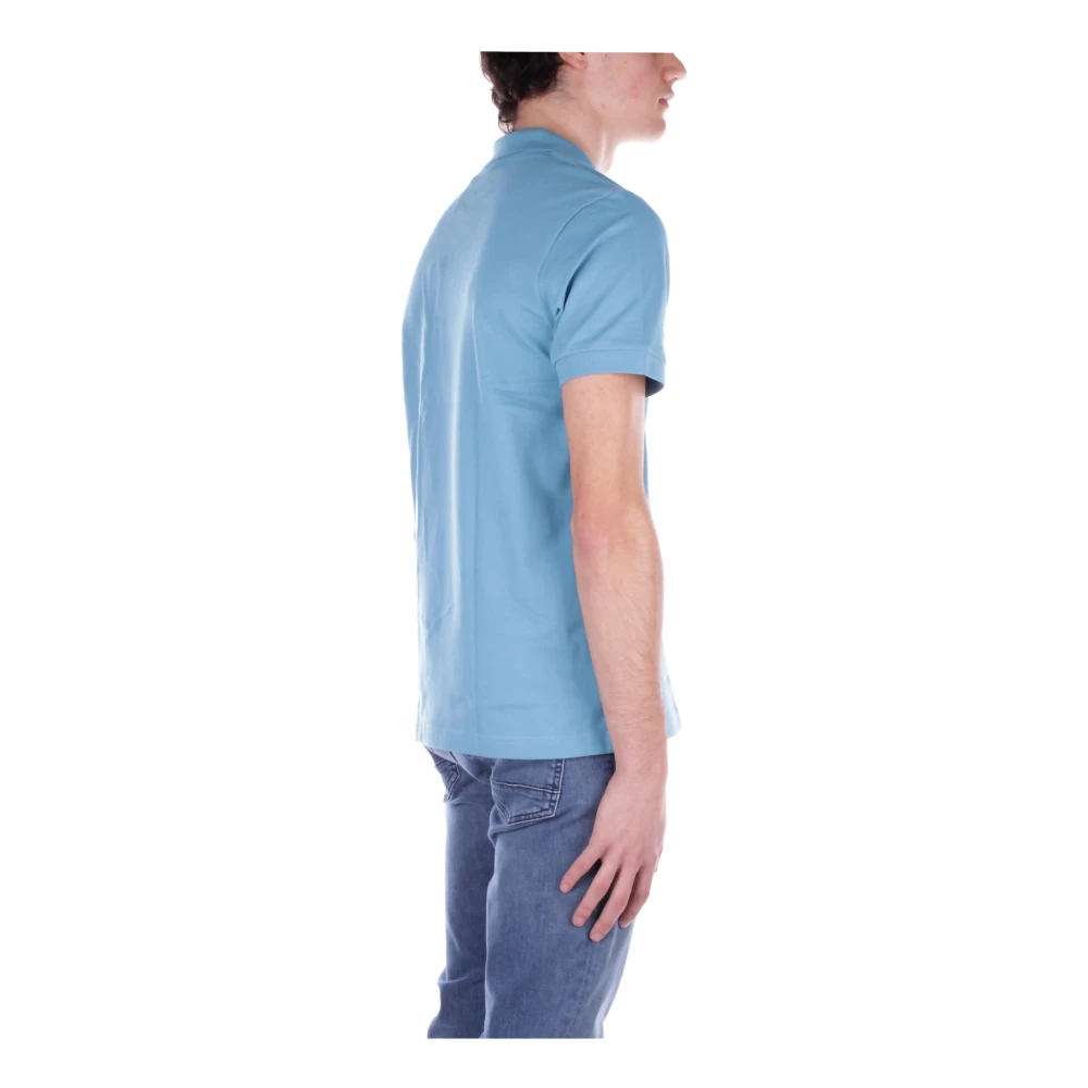 Hugo Boss Blauw Logo Voorkant Knoop Polo Shirt Blue Heren