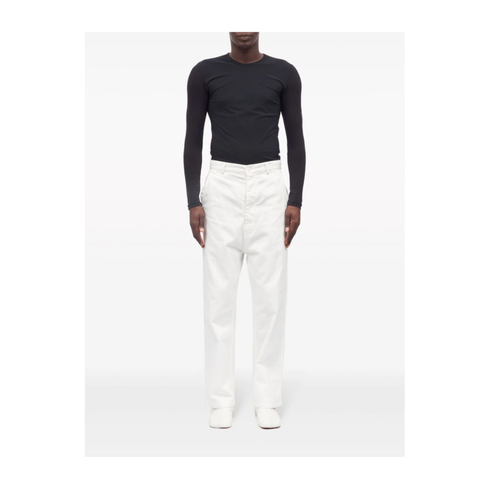 MM6 Maison Margiela Bull Cotton Straight Leg Broek White Heren