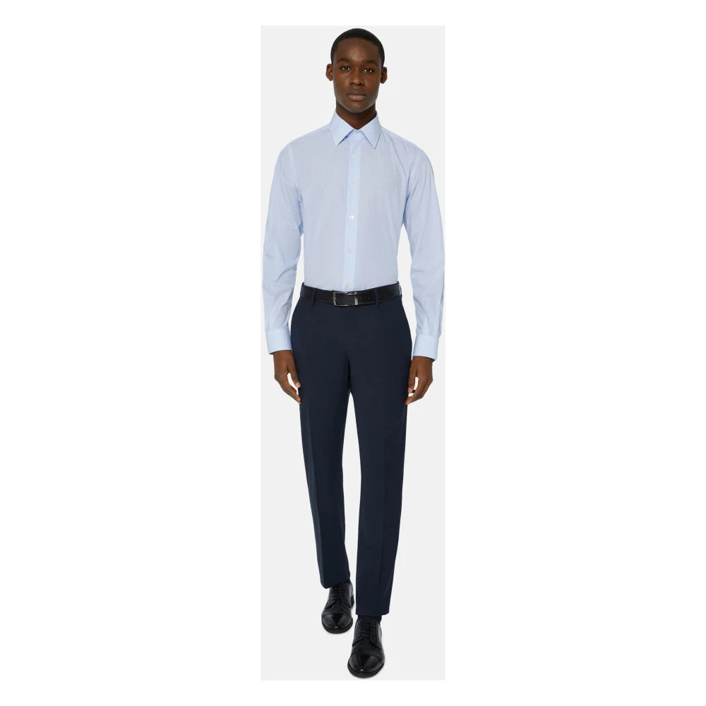 Boggi Milano Regular Fit gestreept katoenen overhemd Blue Heren