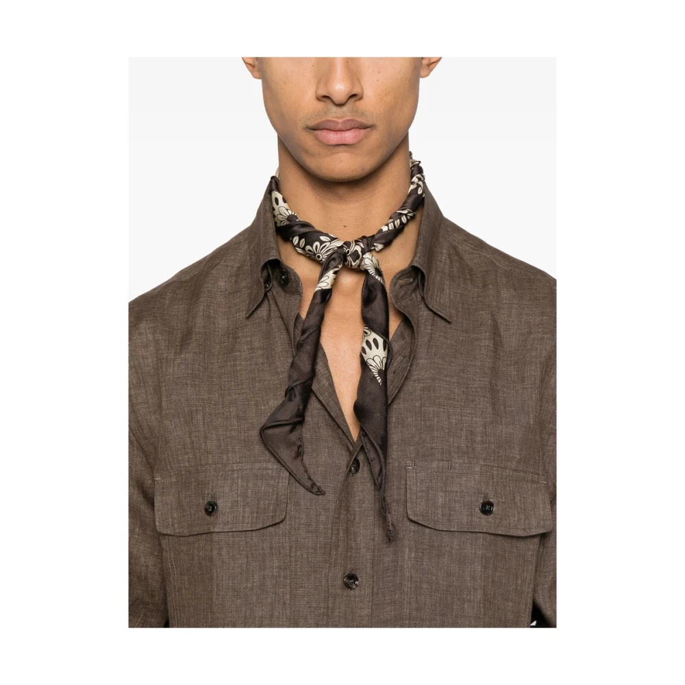 Brioni Bruine knoopshirt met zakken Brown Heren